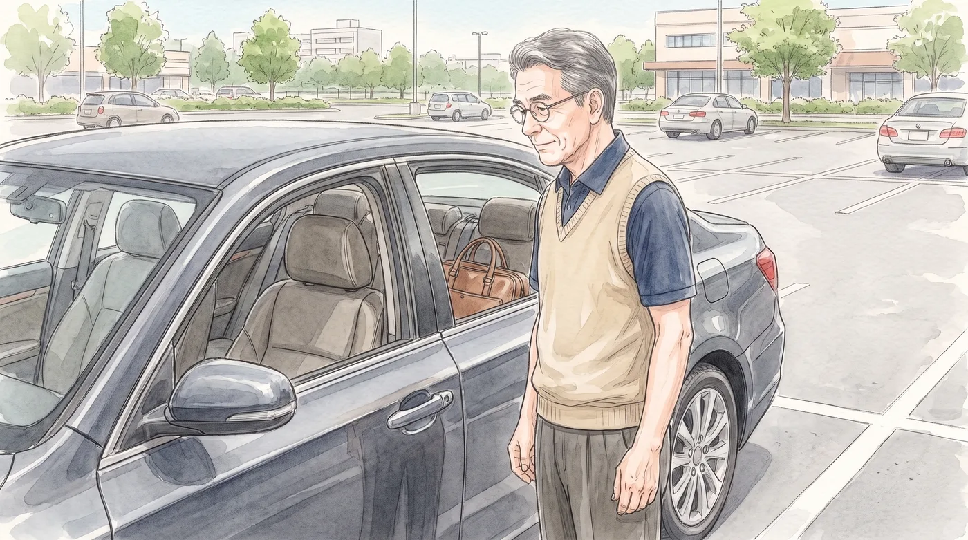 駐車場で