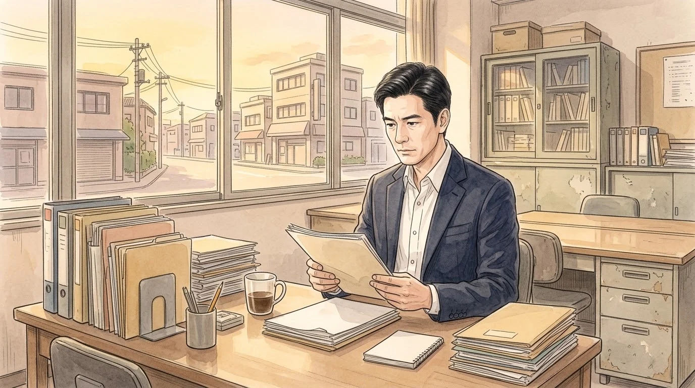 署の机で、届いた話を読み込む